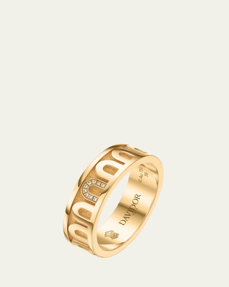 L'Arc de DAVIDOR Ring MM in 18K Yellow Gold with Satin Finish and Porta Simple Diamonds